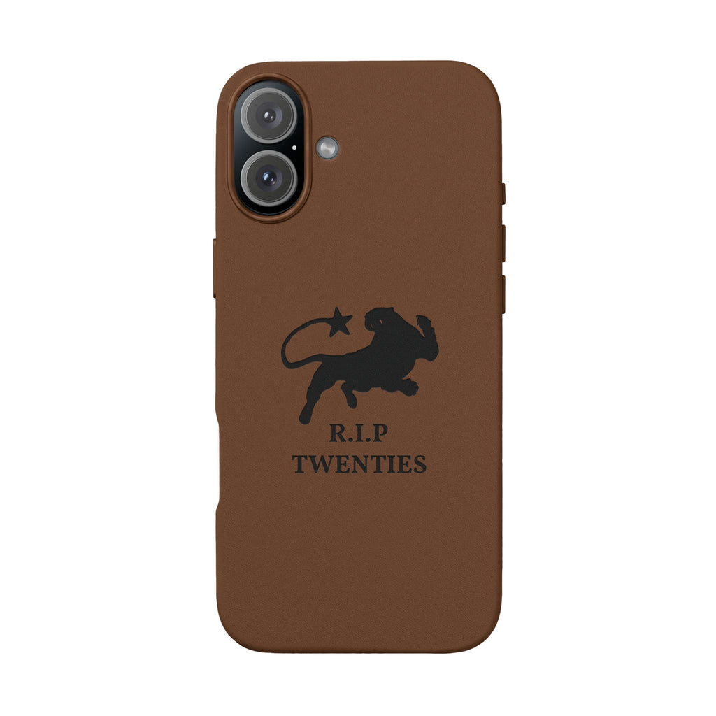 PU Leather Phone Case — Embossed 'R.I.P Twenties' Retro Cartoon Design