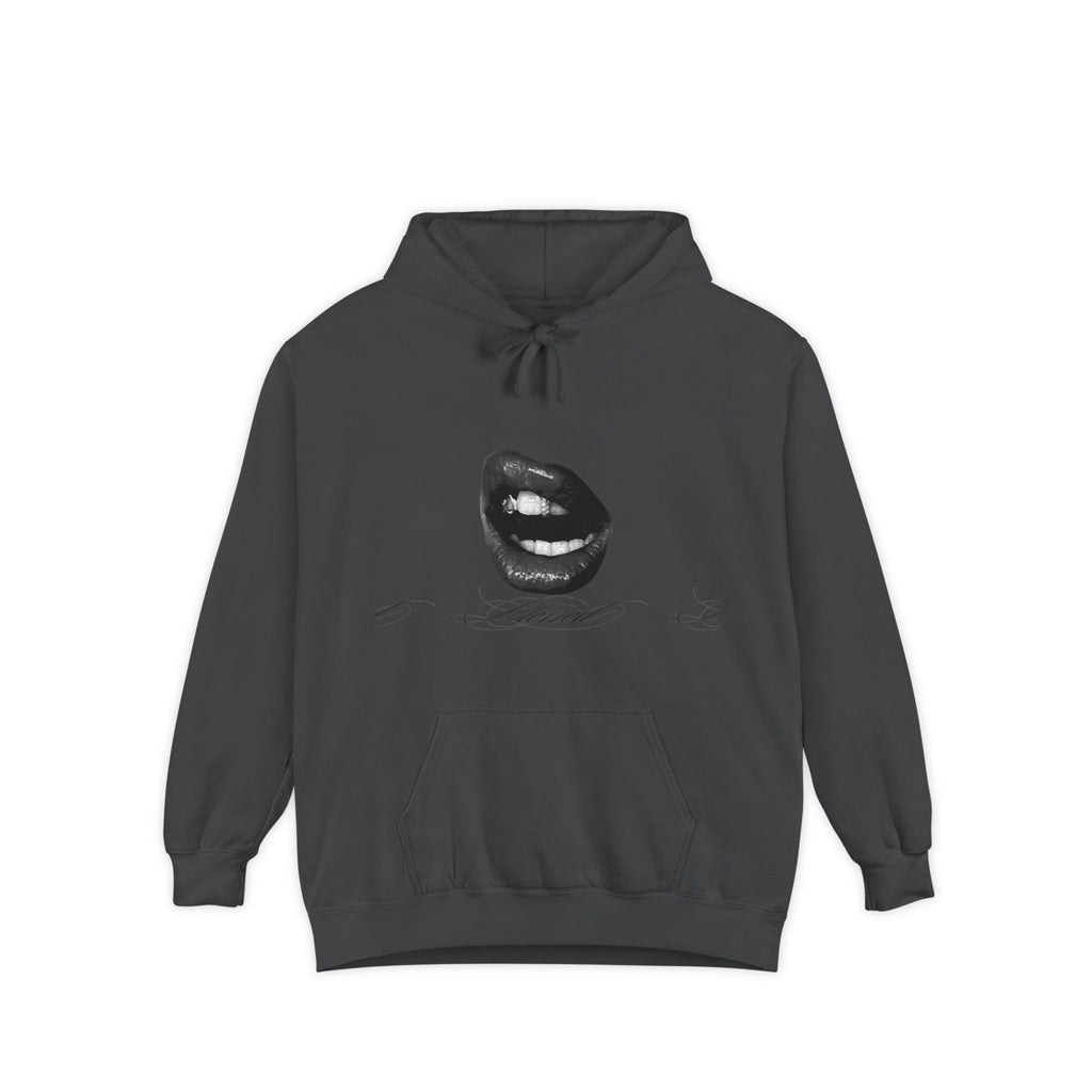 Graphic Lip Print Hoodie — Bold Monochrome Smile Design