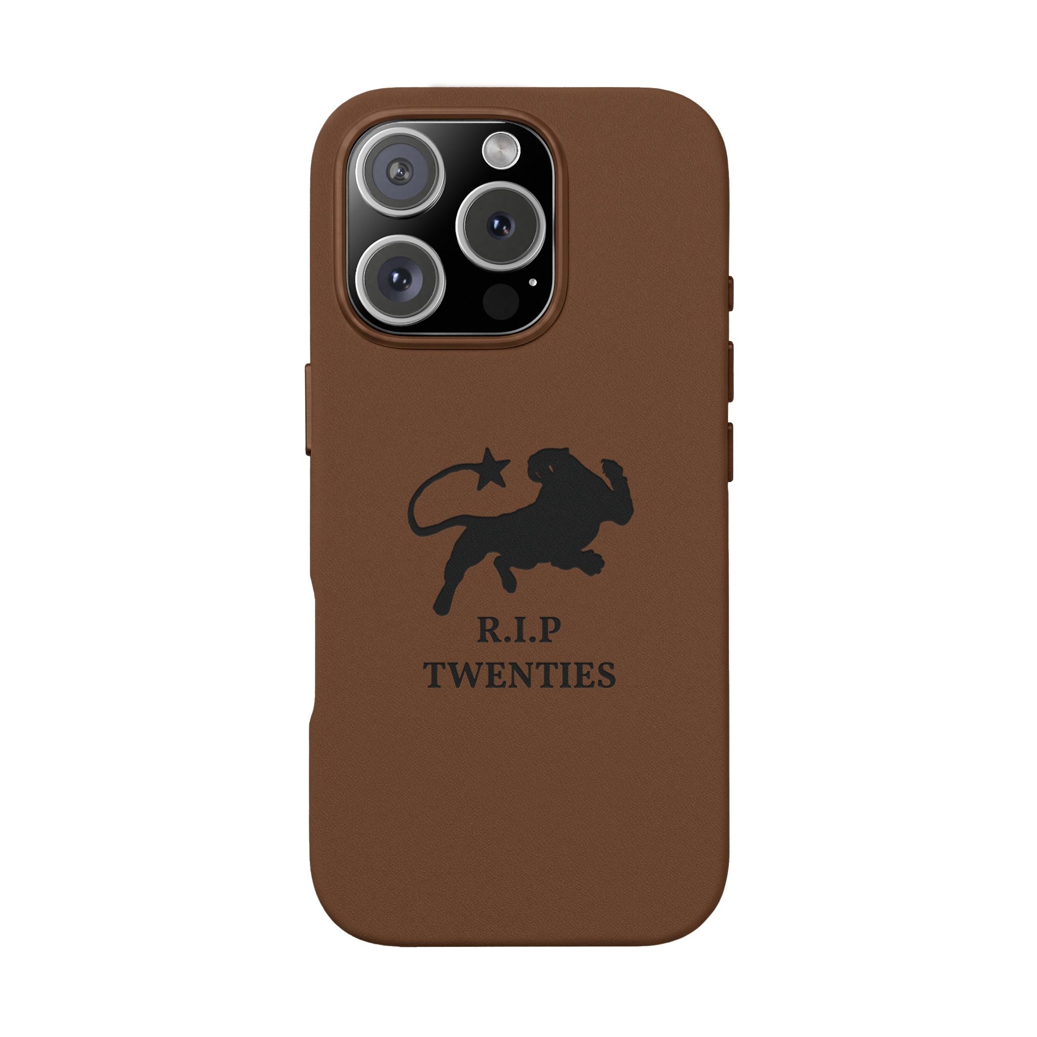 PU Leather Phone Case — Embossed 'R.I.P Twenties' Retro Cartoon Design