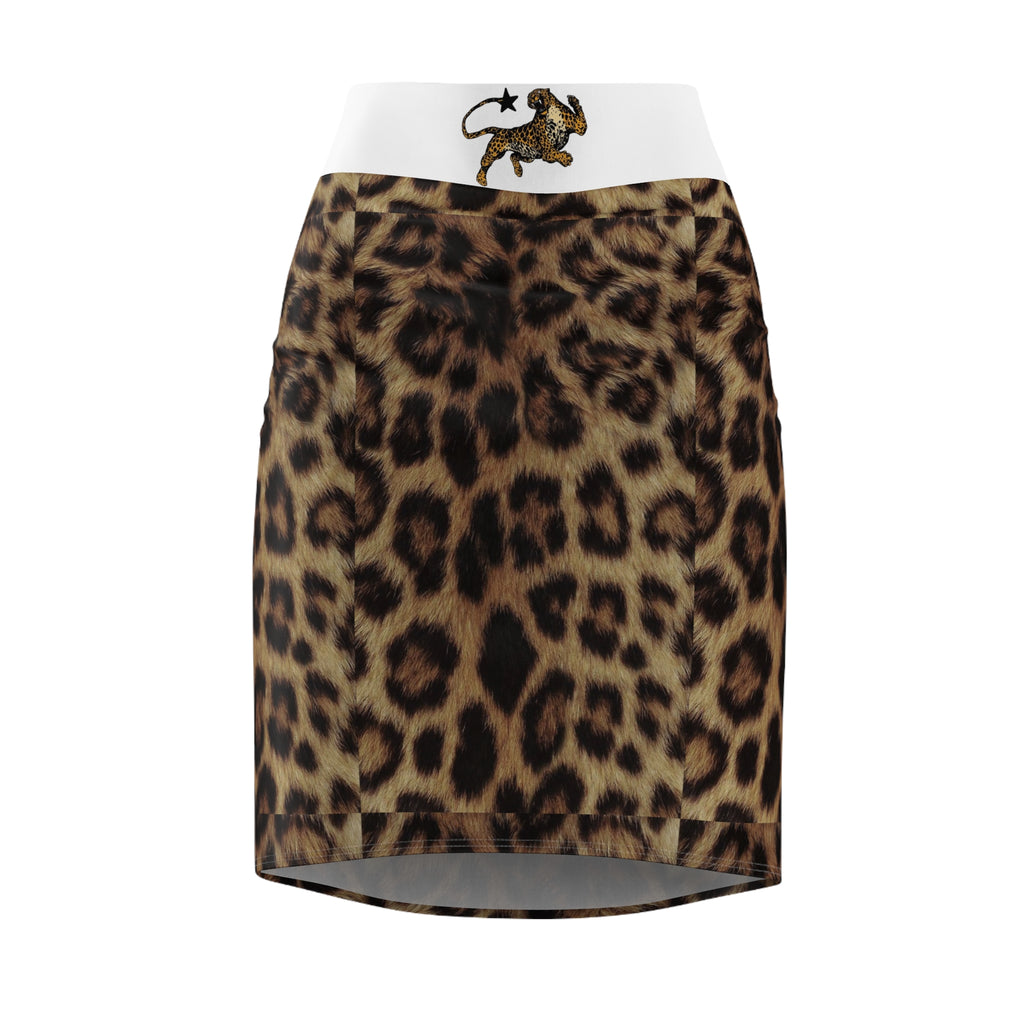 Leopard Print Pencil Skirt — Women's Animal Print High-Waist AOP Skirt