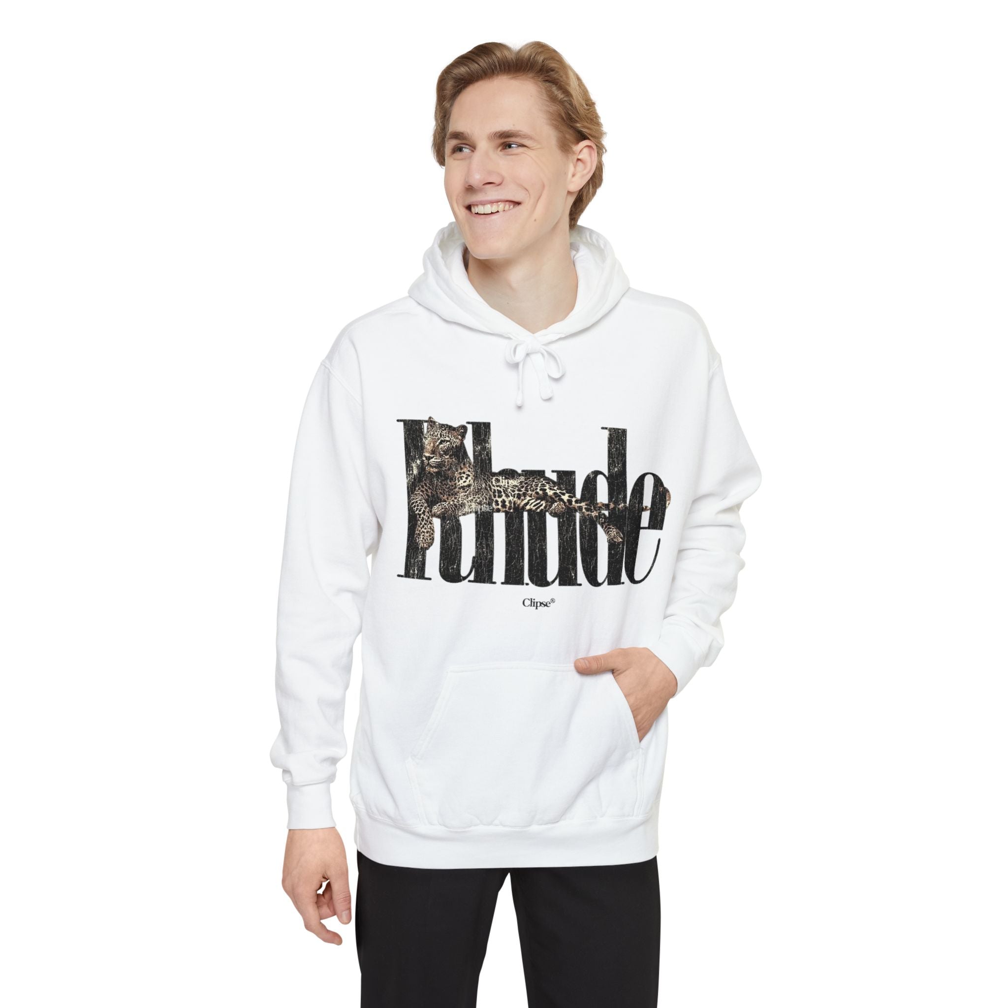 Attitude Leopard Print Hoodie — Graphic Text Pullover