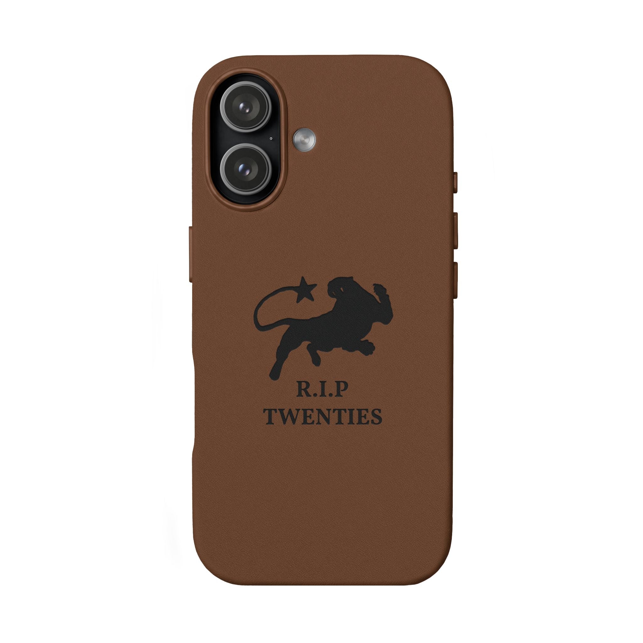 PU Leather Phone Case — Embossed 'R.I.P Twenties' Retro Cartoon Design