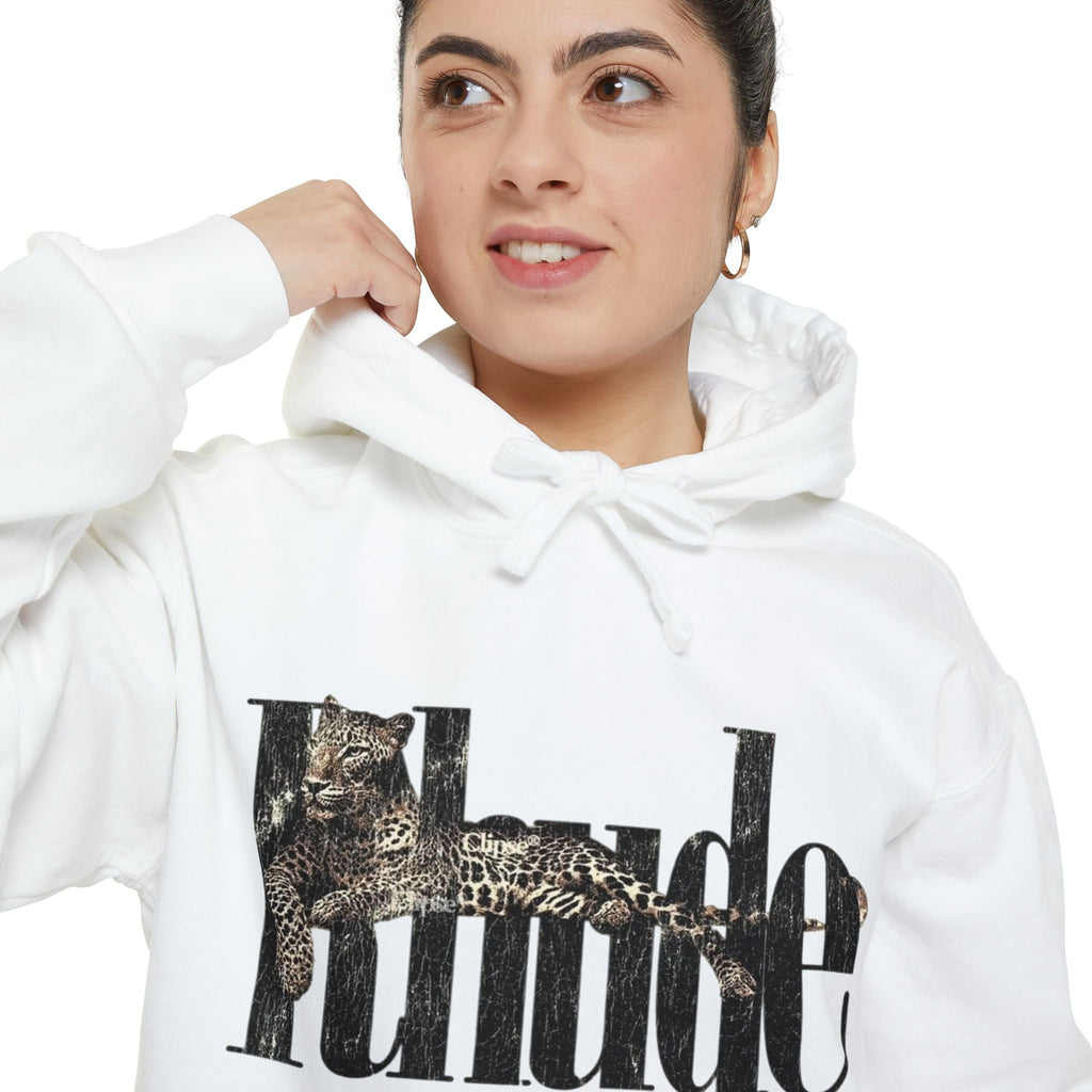 Attitude Leopard Print Hoodie — Graphic Text Pullover