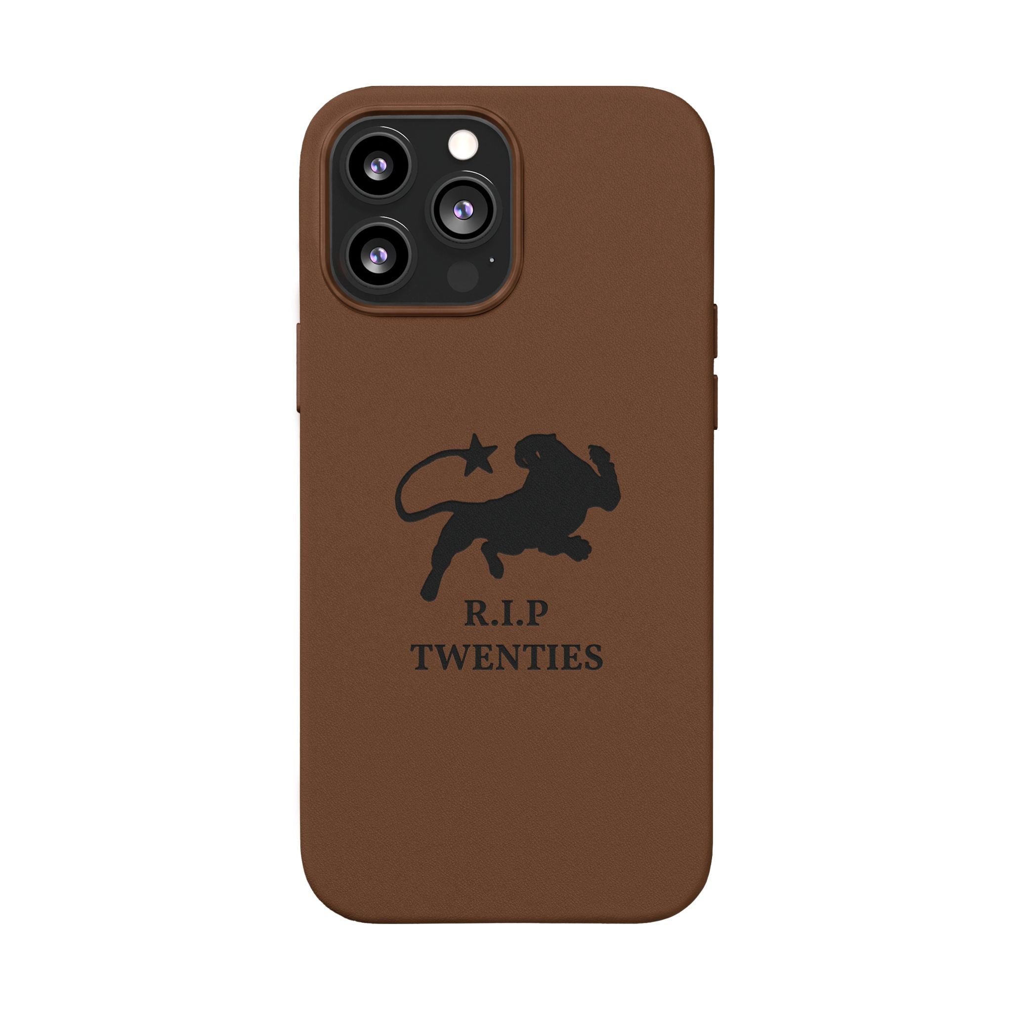 PU Leather Phone Case — Embossed 'R.I.P Twenties' Retro Cartoon Design