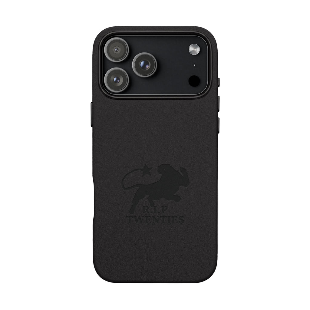 PU Leather Phone Case — Embossed 'R.I.P Twenties' Retro Cartoon Design