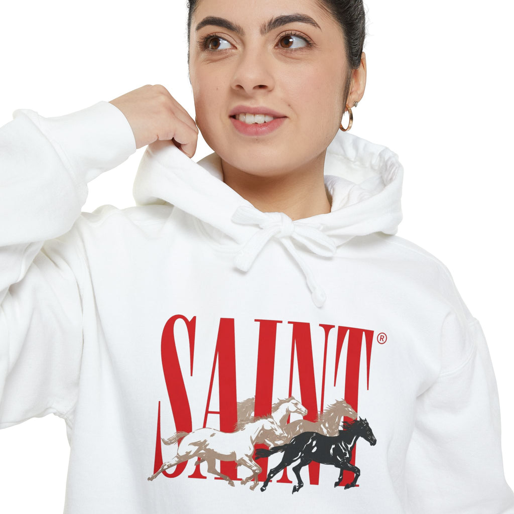Saint Graphic Hoodie — Vintage Rescue Dog & Puppies Design