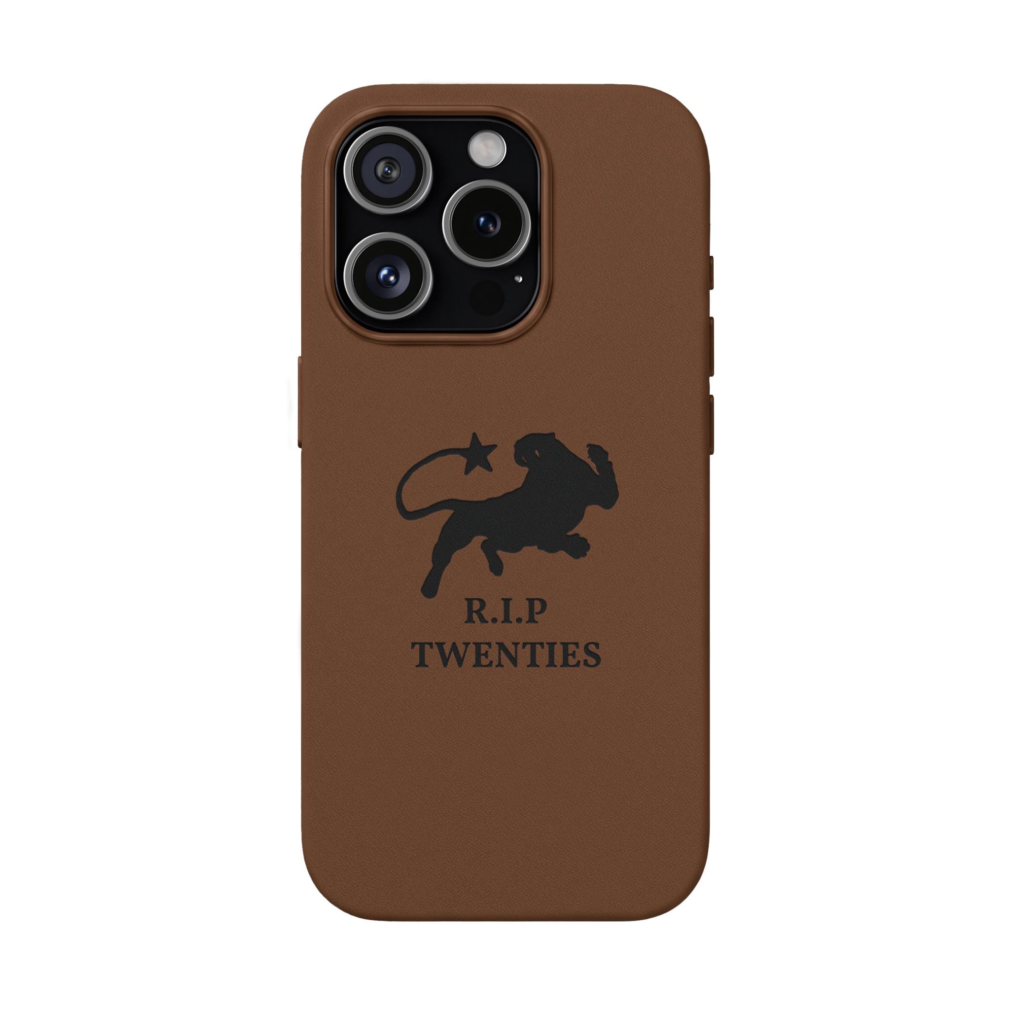 PU Leather Phone Case — Embossed 'R.I.P Twenties' Retro Cartoon Design