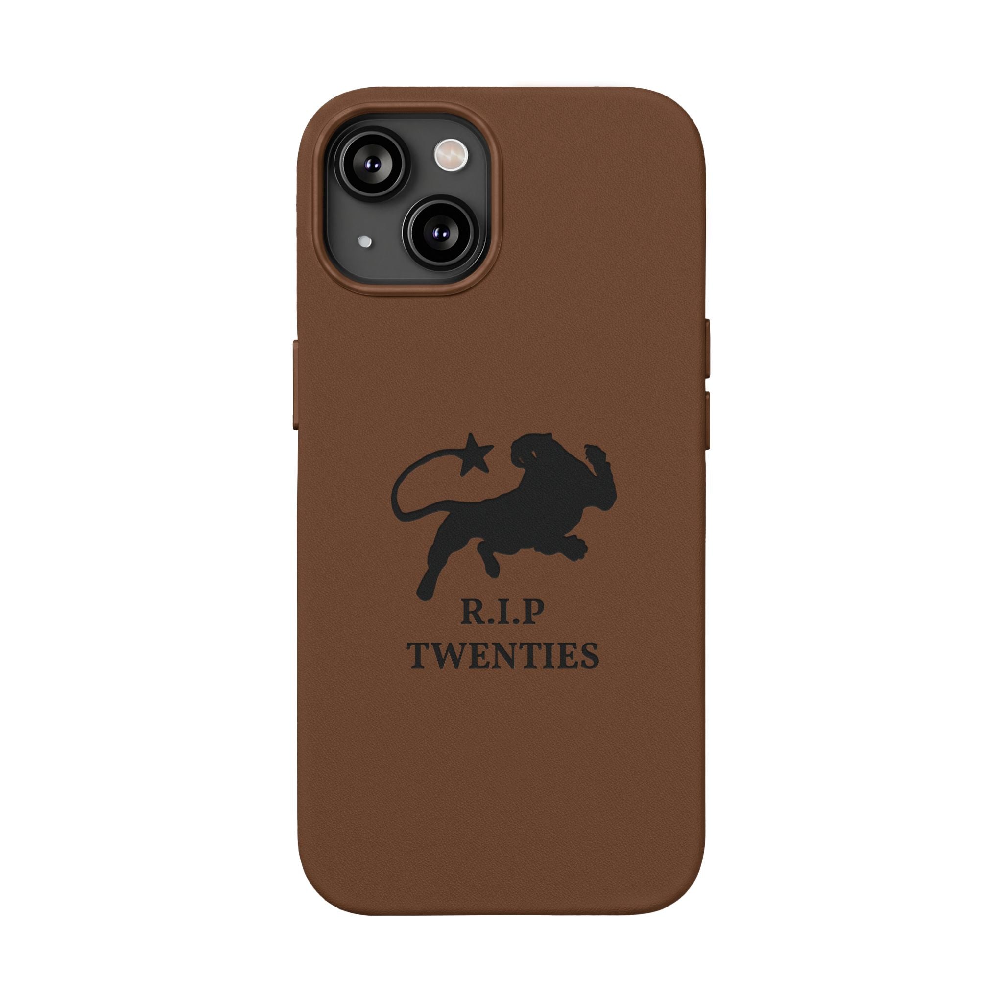 PU Leather Phone Case — Embossed 'R.I.P Twenties' Retro Cartoon Design