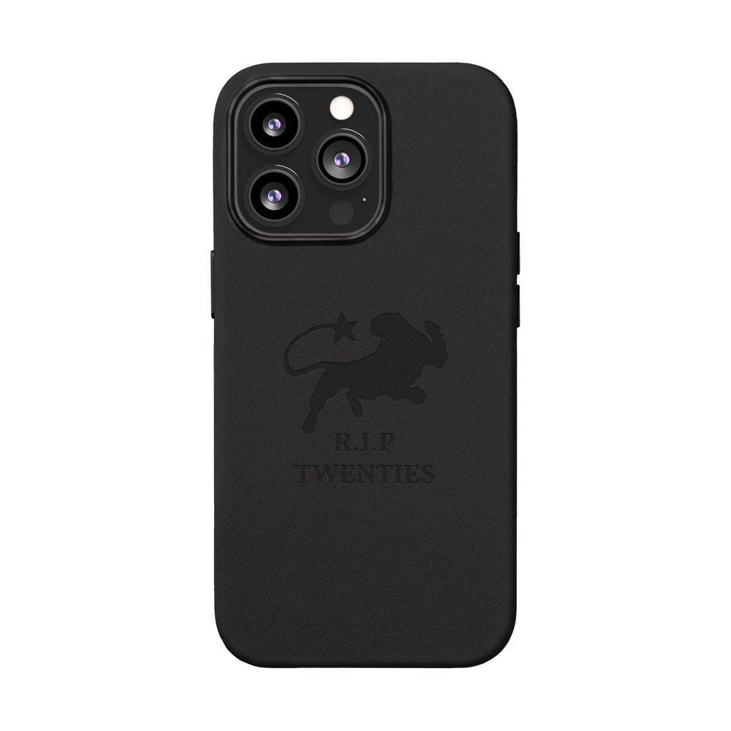 PU Leather Phone Case — Embossed 'R.I.P Twenties' Retro Cartoon Design