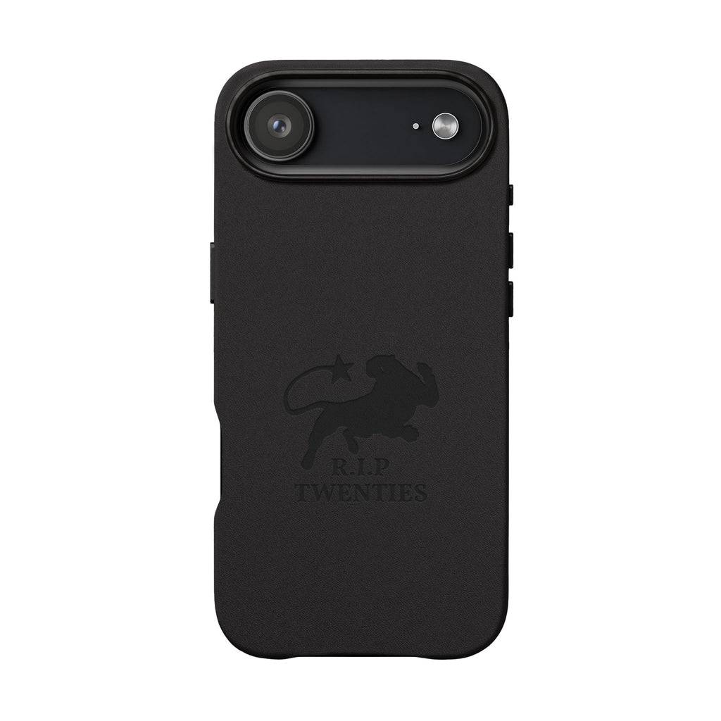 PU Leather Phone Case — Embossed 'R.I.P Twenties' Retro Cartoon Design