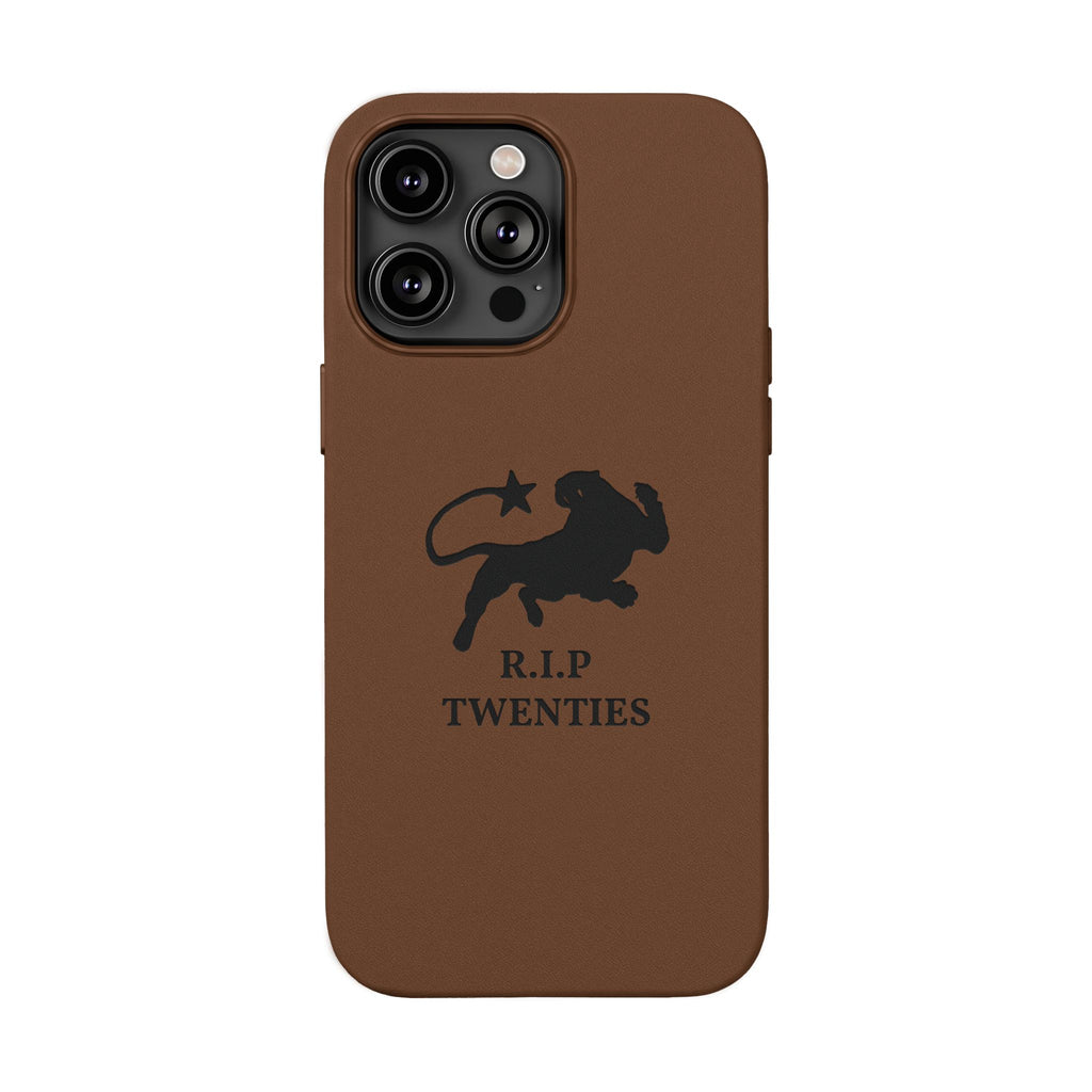 PU Leather Phone Case — Embossed 'R.I.P Twenties' Retro Cartoon Design