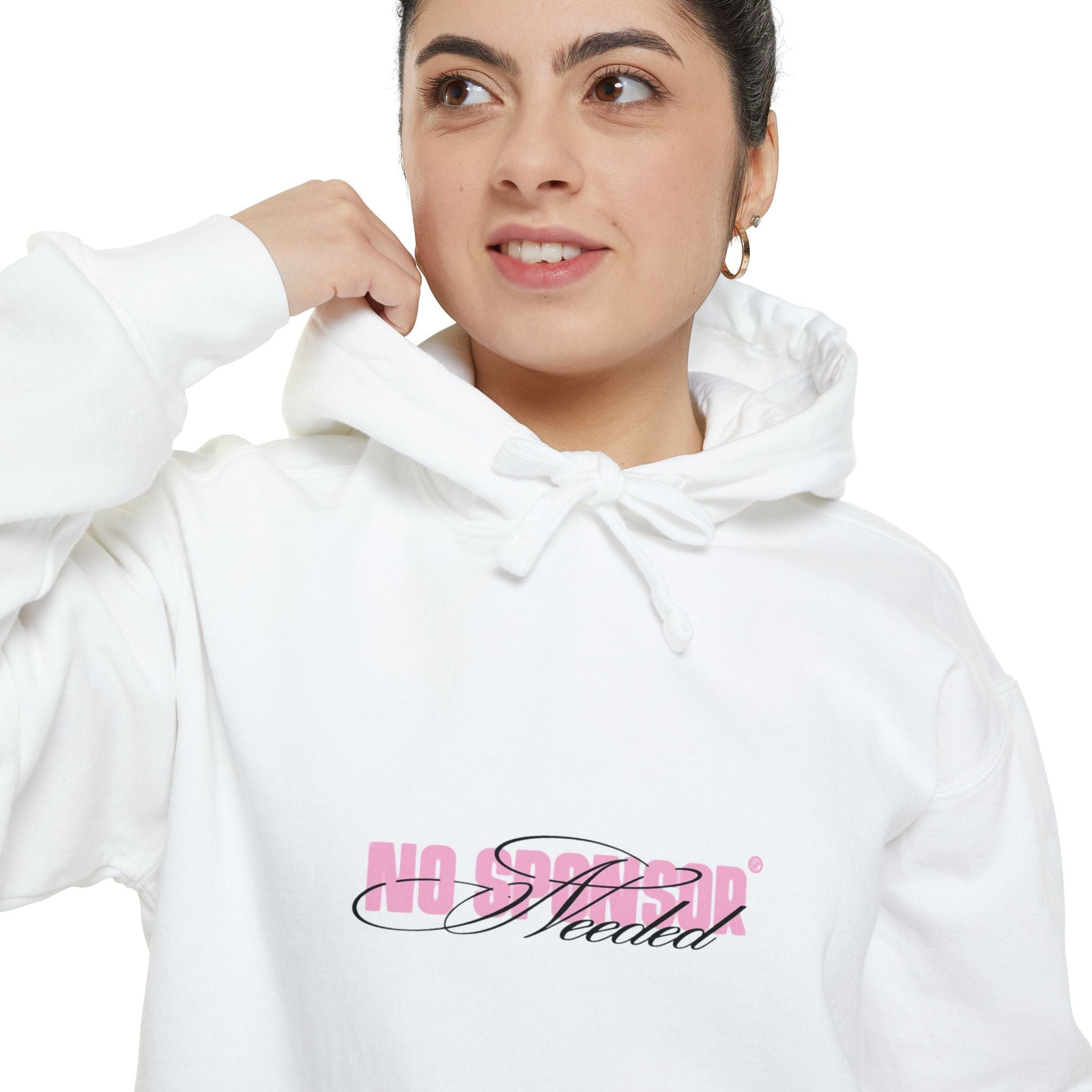 Hoodie — 'All Smiles' Pink Script Graphic Hooded Sweatshirt