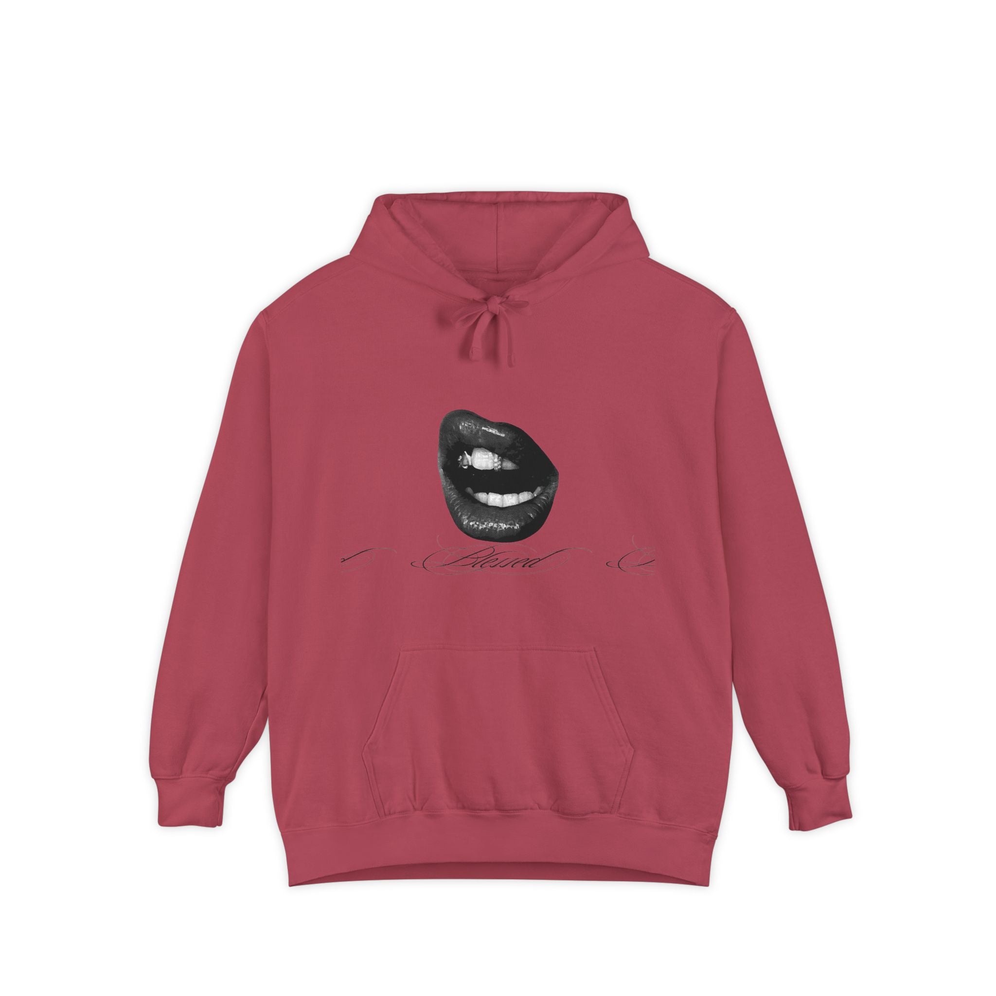 Graphic Lip Print Hoodie — Bold Monochrome Smile Design