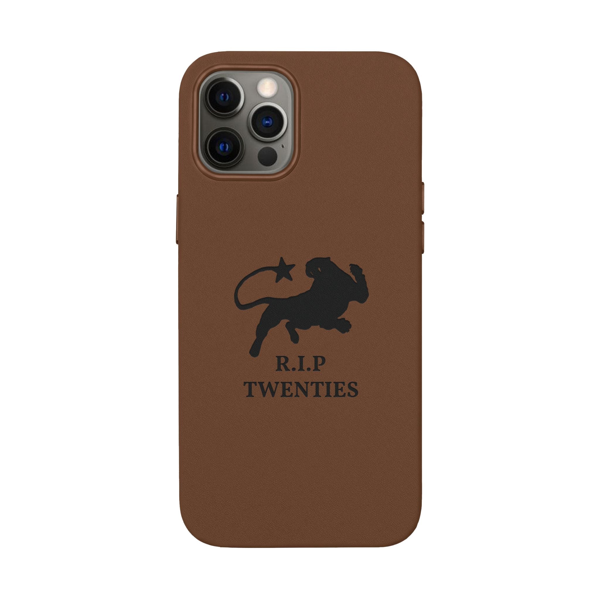PU Leather Phone Case — Embossed 'R.I.P Twenties' Retro Cartoon Design