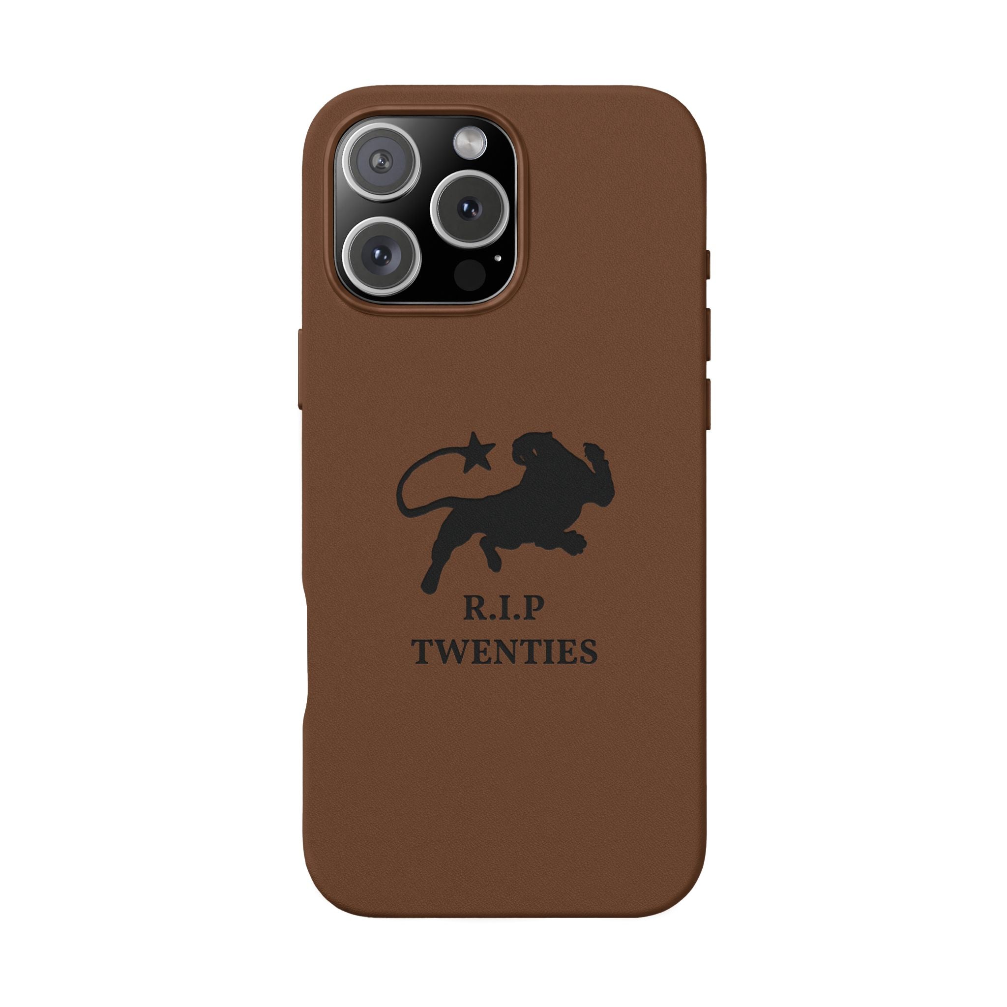 PU Leather Phone Case — Embossed 'R.I.P Twenties' Retro Cartoon Design