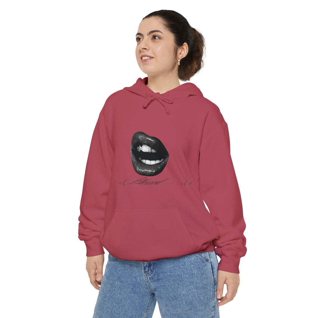Graphic Lip Print Hoodie — Bold Monochrome Smile Design