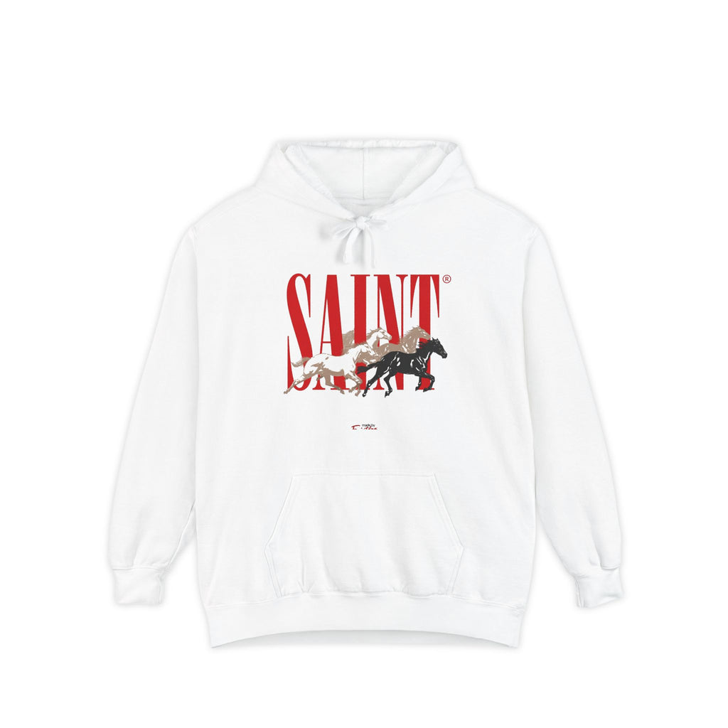 Saint Graphic Hoodie — Vintage Rescue Dog & Puppies Design