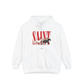 Saint Graphic Hoodie — Vintage Rescue Dog & Puppies Design
