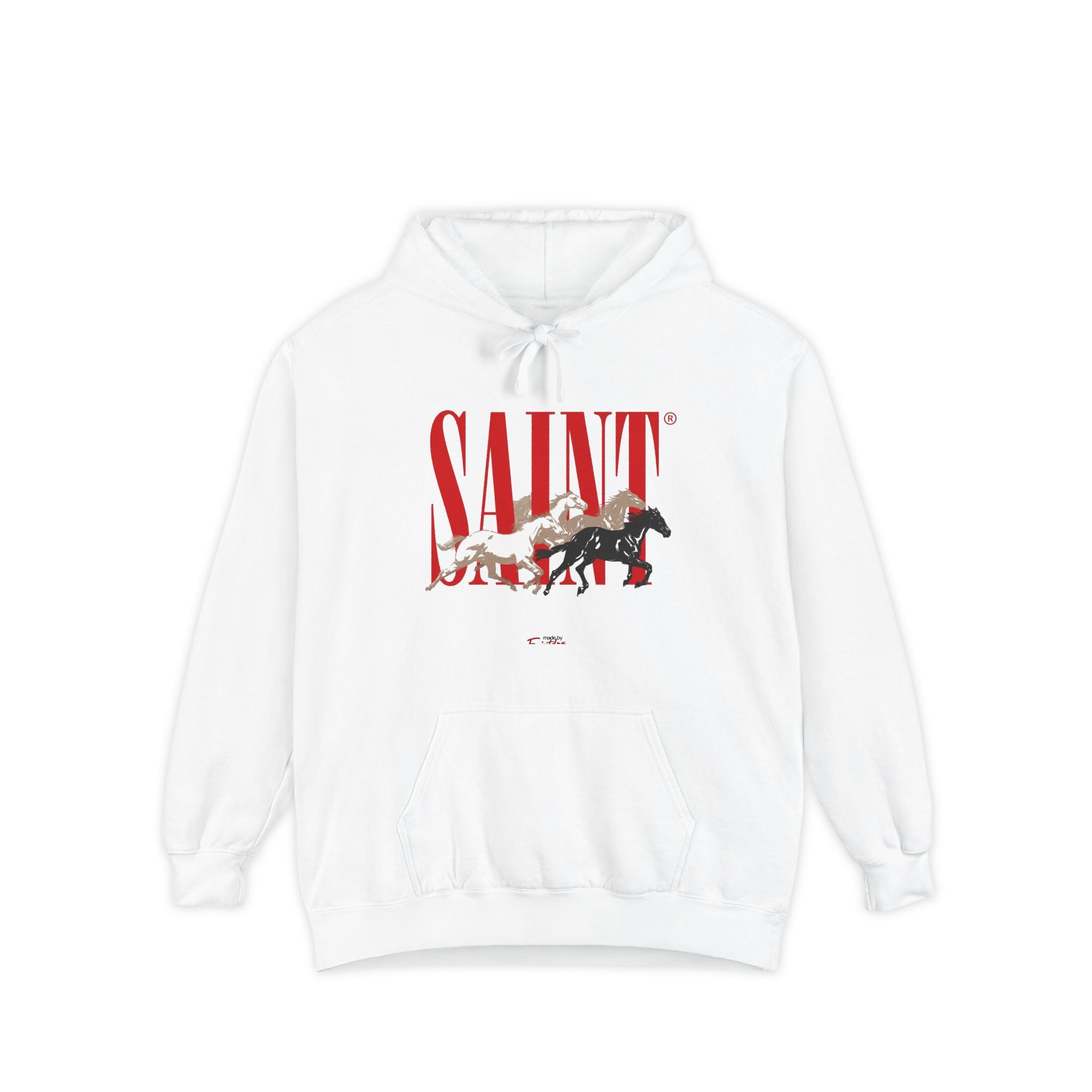 Saint Graphic Hoodie — Vintage Rescue Dog & Puppies Design