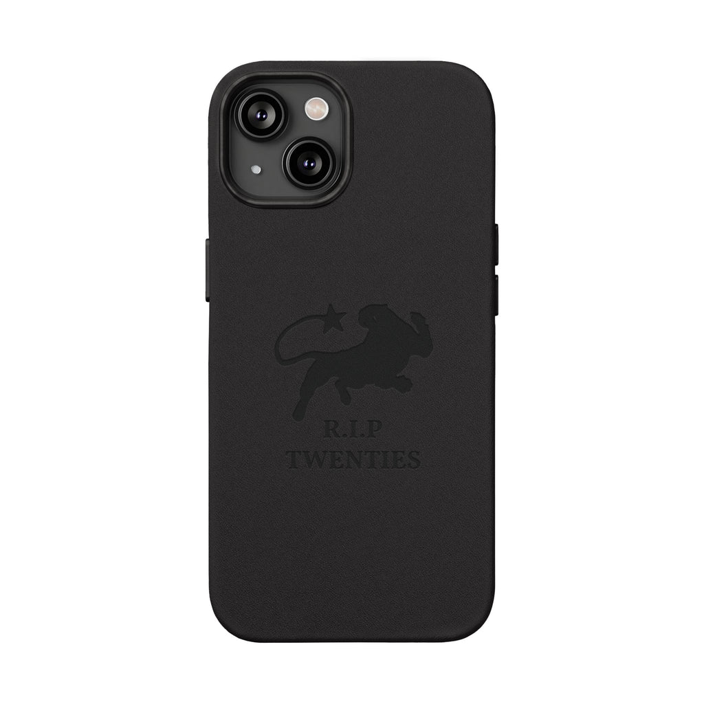 PU Leather Phone Case — Embossed 'R.I.P Twenties' Retro Cartoon Design