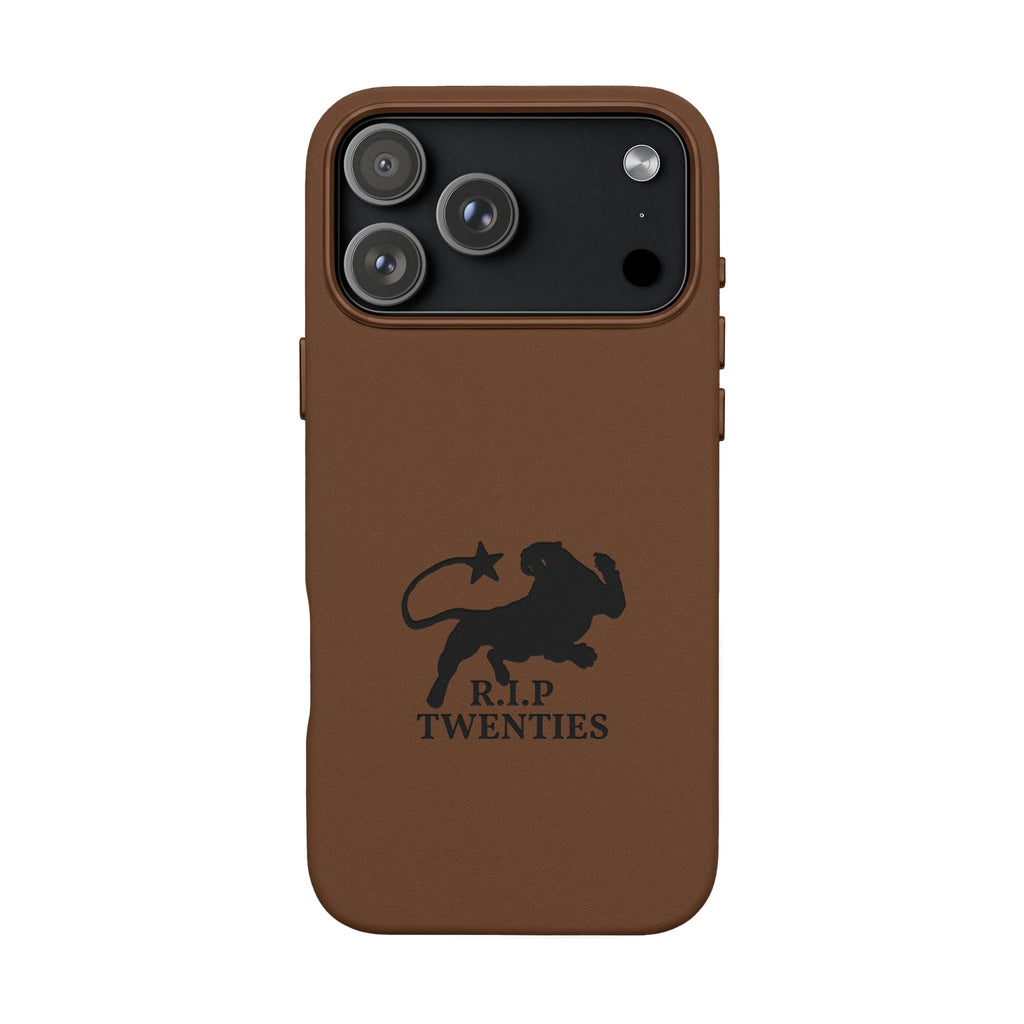 PU Leather Phone Case — Embossed 'R.I.P Twenties' Retro Cartoon Design