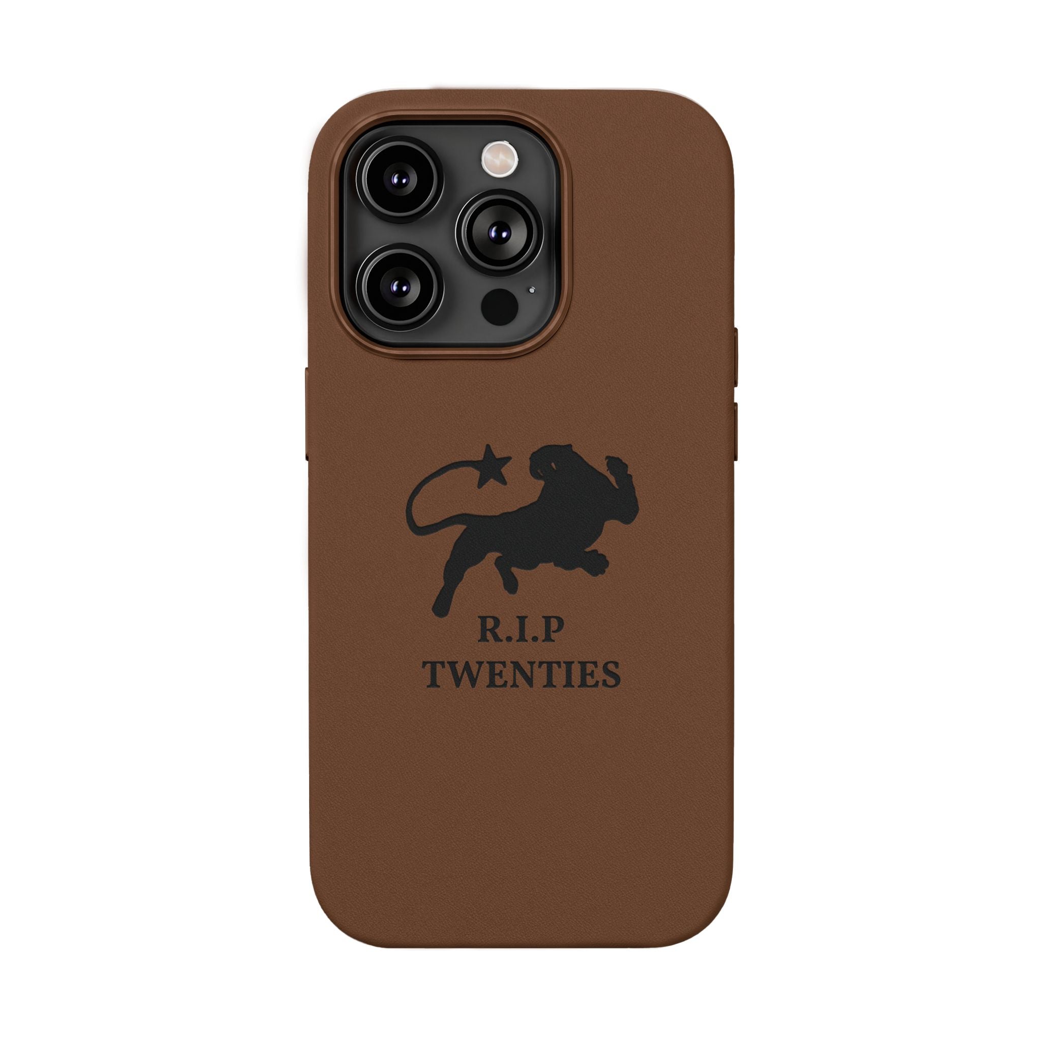 PU Leather Phone Case — Embossed 'R.I.P Twenties' Retro Cartoon Design