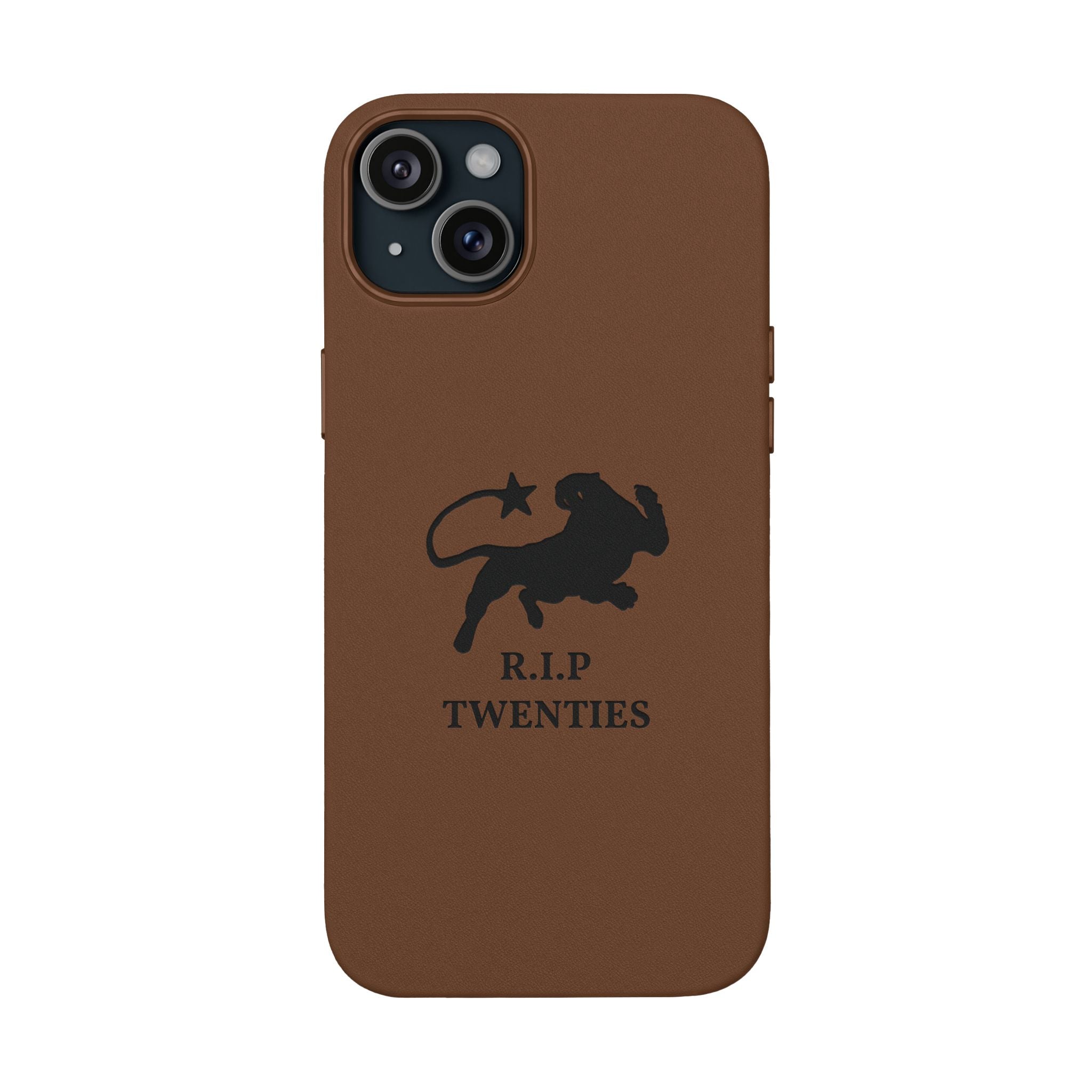 PU Leather Phone Case — Embossed 'R.I.P Twenties' Retro Cartoon Design