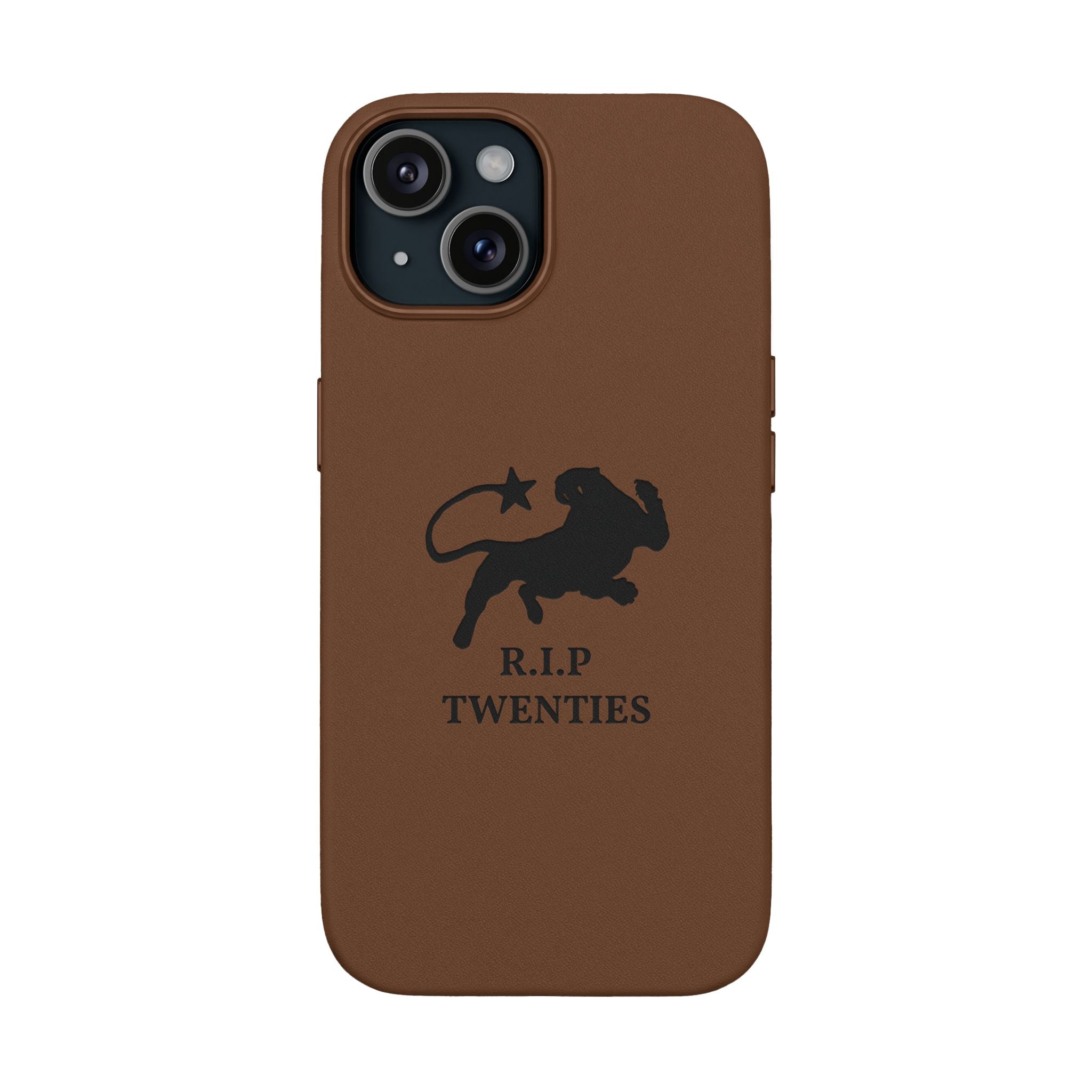 PU Leather Phone Case — Embossed 'R.I.P Twenties' Retro Cartoon Design
