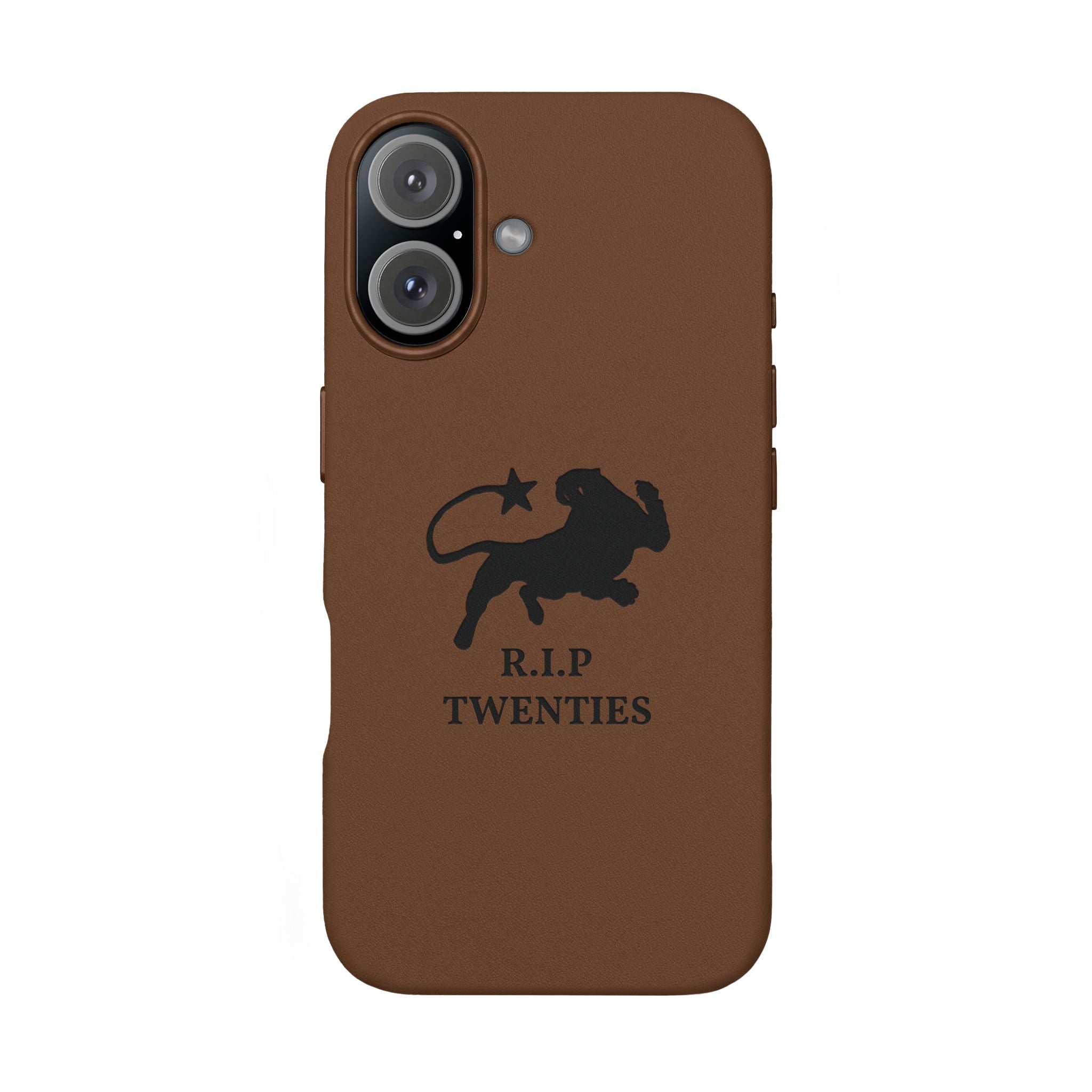 PU Leather Phone Case — Embossed 'R.I.P Twenties' Retro Cartoon Design