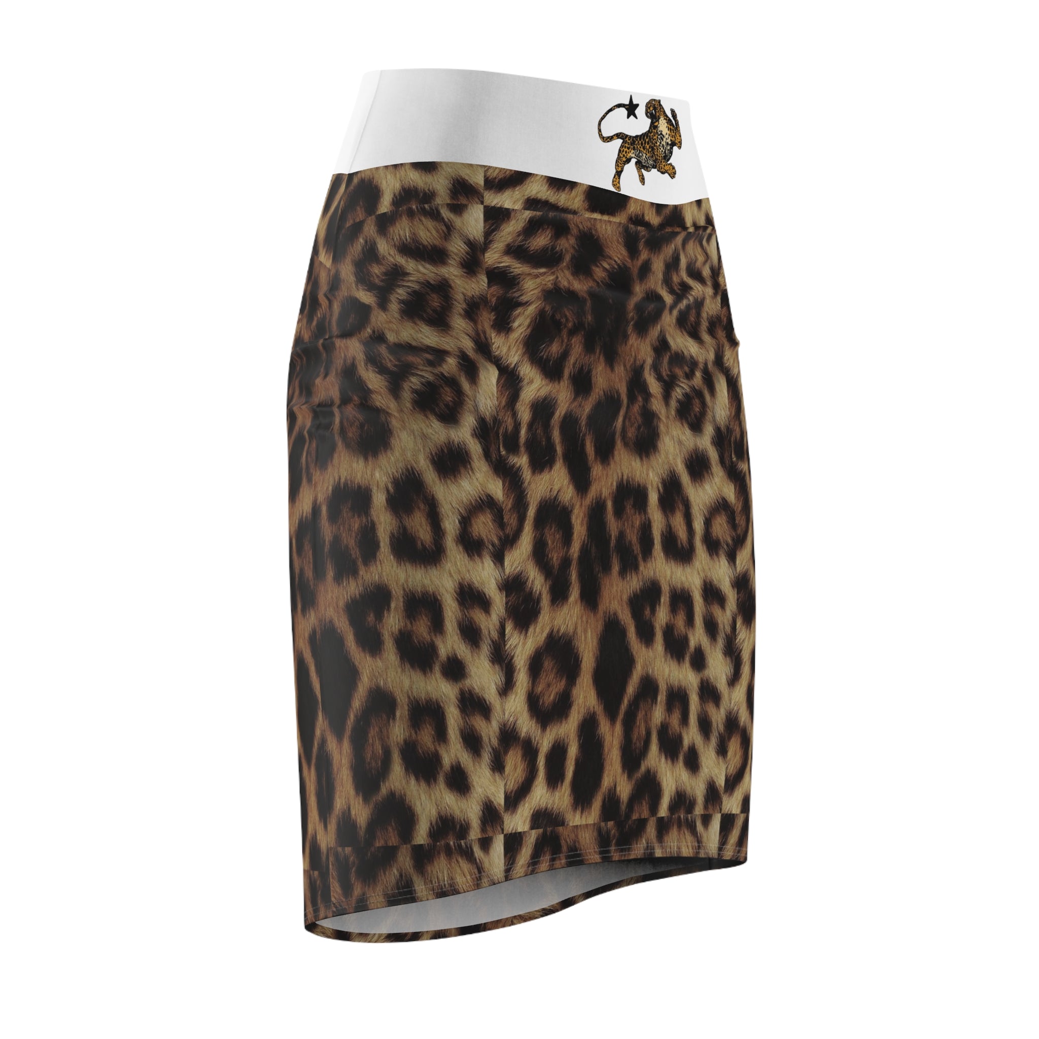 Leopard Print Pencil Skirt — Women's Animal Print High-Waist AOP Skirt
