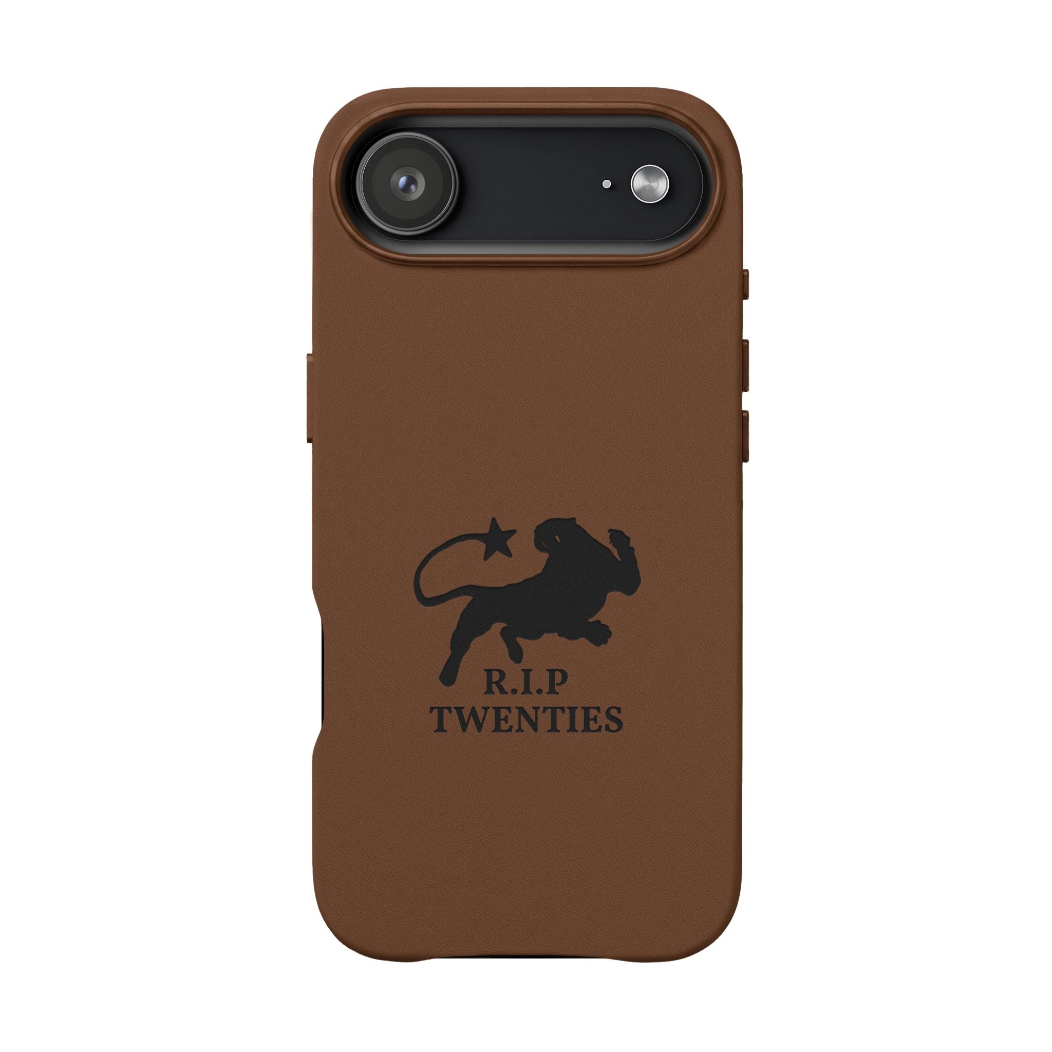 PU Leather Phone Case — Embossed 'R.I.P Twenties' Retro Cartoon Design