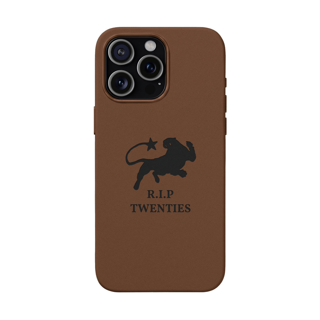 PU Leather Phone Case — Embossed 'R.I.P Twenties' Retro Cartoon Design