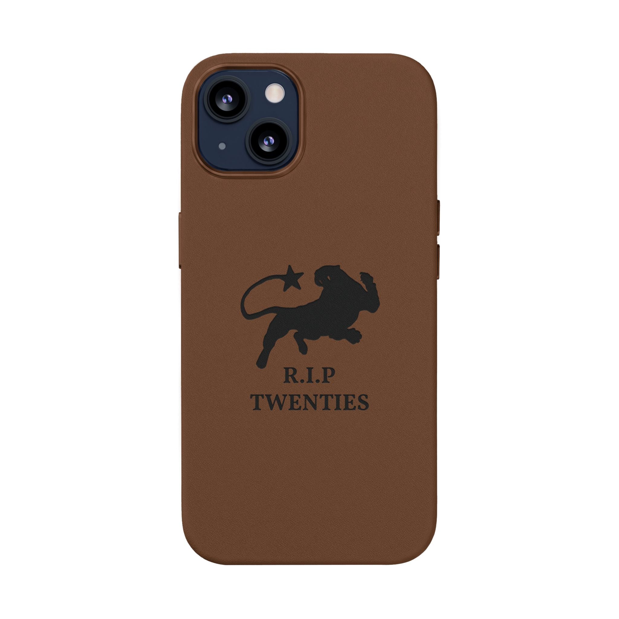 PU Leather Phone Case — Embossed 'R.I.P Twenties' Retro Cartoon Design
