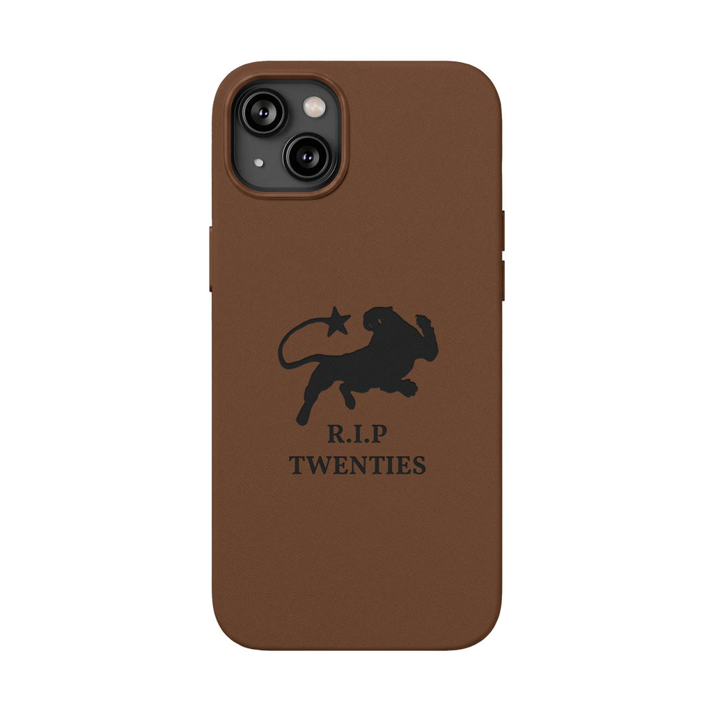 PU Leather Phone Case — Embossed 'R.I.P Twenties' Retro Cartoon Design