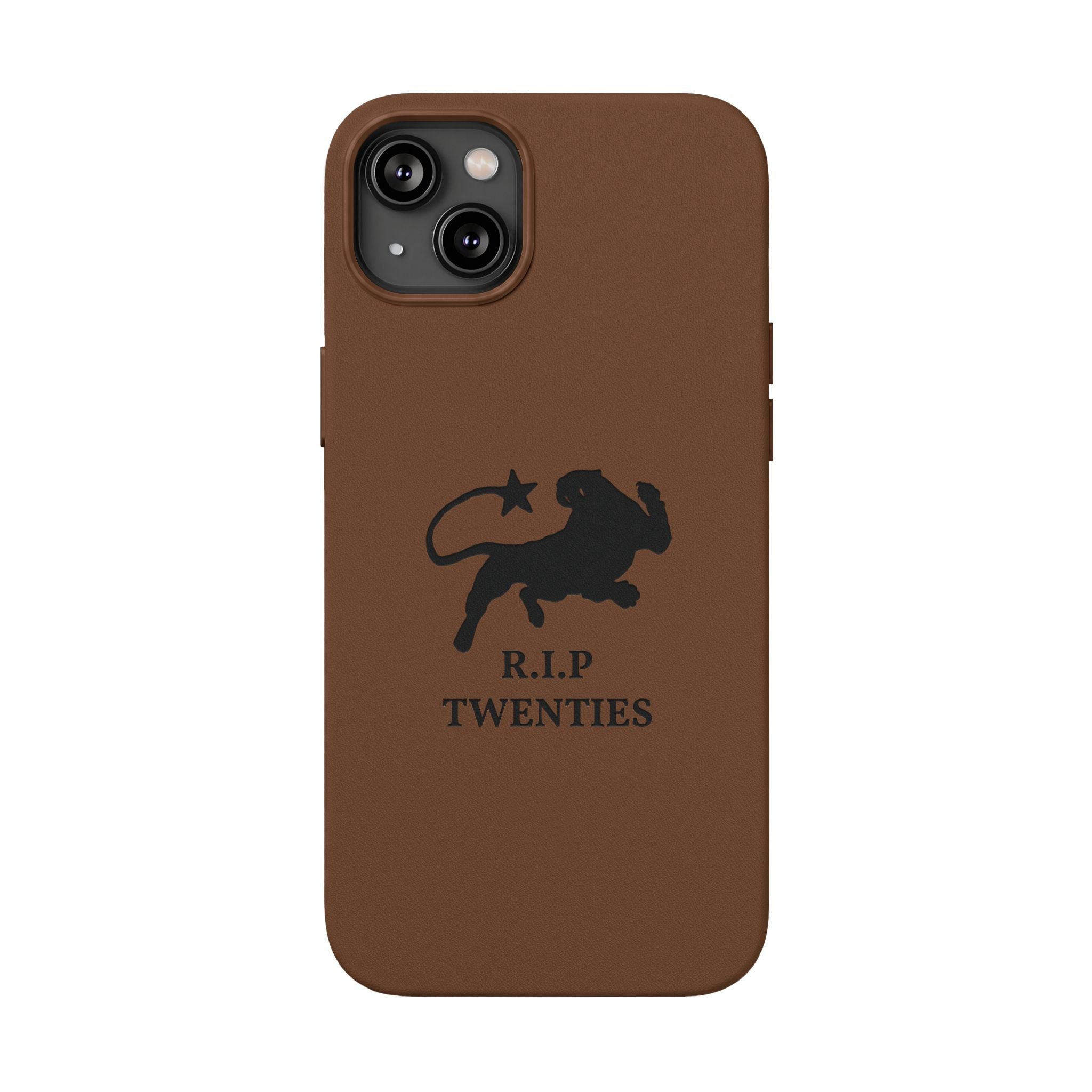 PU Leather Phone Case — Embossed 'R.I.P Twenties' Retro Cartoon Design