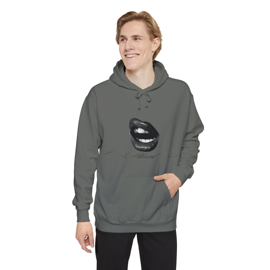 Graphic Lip Print Hoodie — Bold Monochrome Smile Design