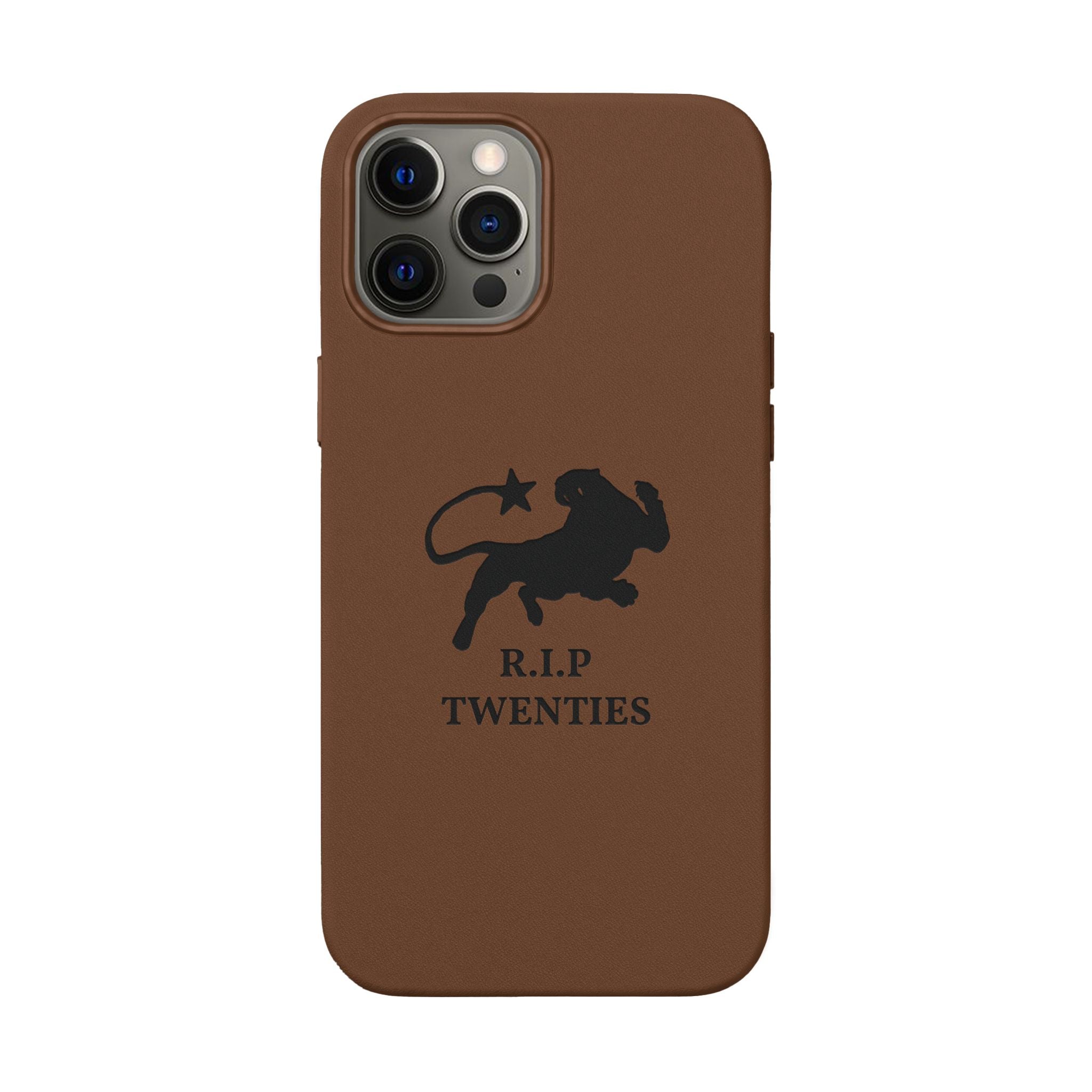 PU Leather Phone Case — Embossed 'R.I.P Twenties' Retro Cartoon Design