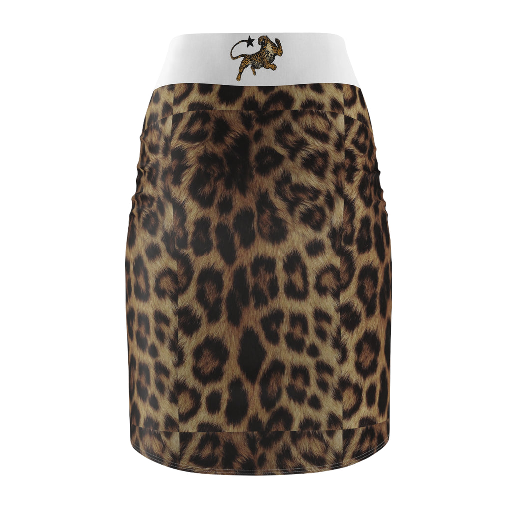 Leopard Print Pencil Skirt — Women's Animal Print High-Waist AOP Skirt