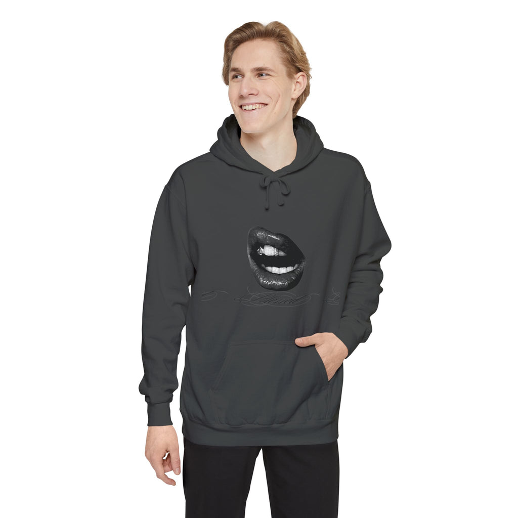 Graphic Lip Print Hoodie — Bold Monochrome Smile Design