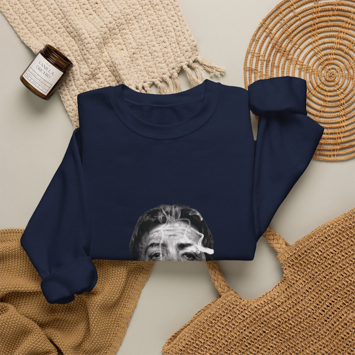 Graphic Crewneck Sweatshirt — "Life Is Good" Smoky Portrait - ARSLANHAN