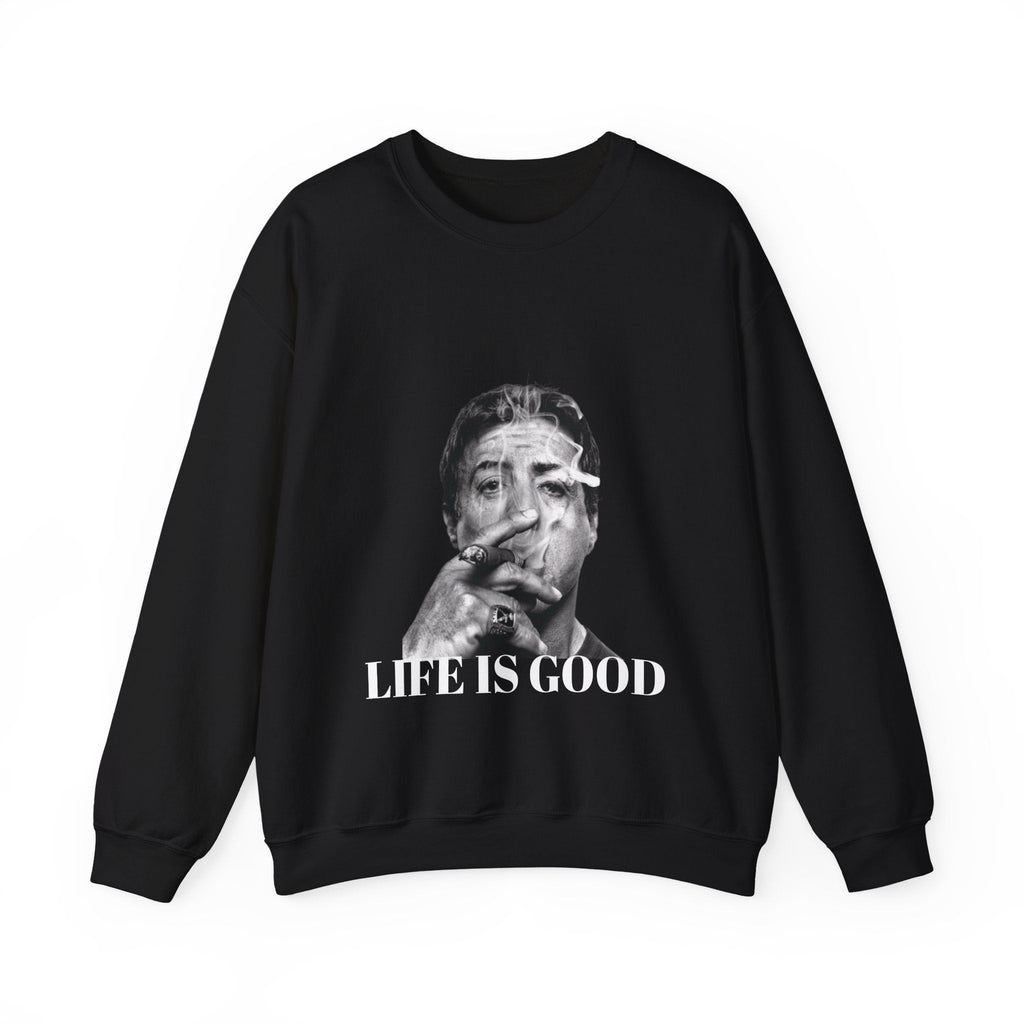 Graphic Crewneck Sweatshirt — "Life Is Good" Smoky Portrait - ARSLANHAN