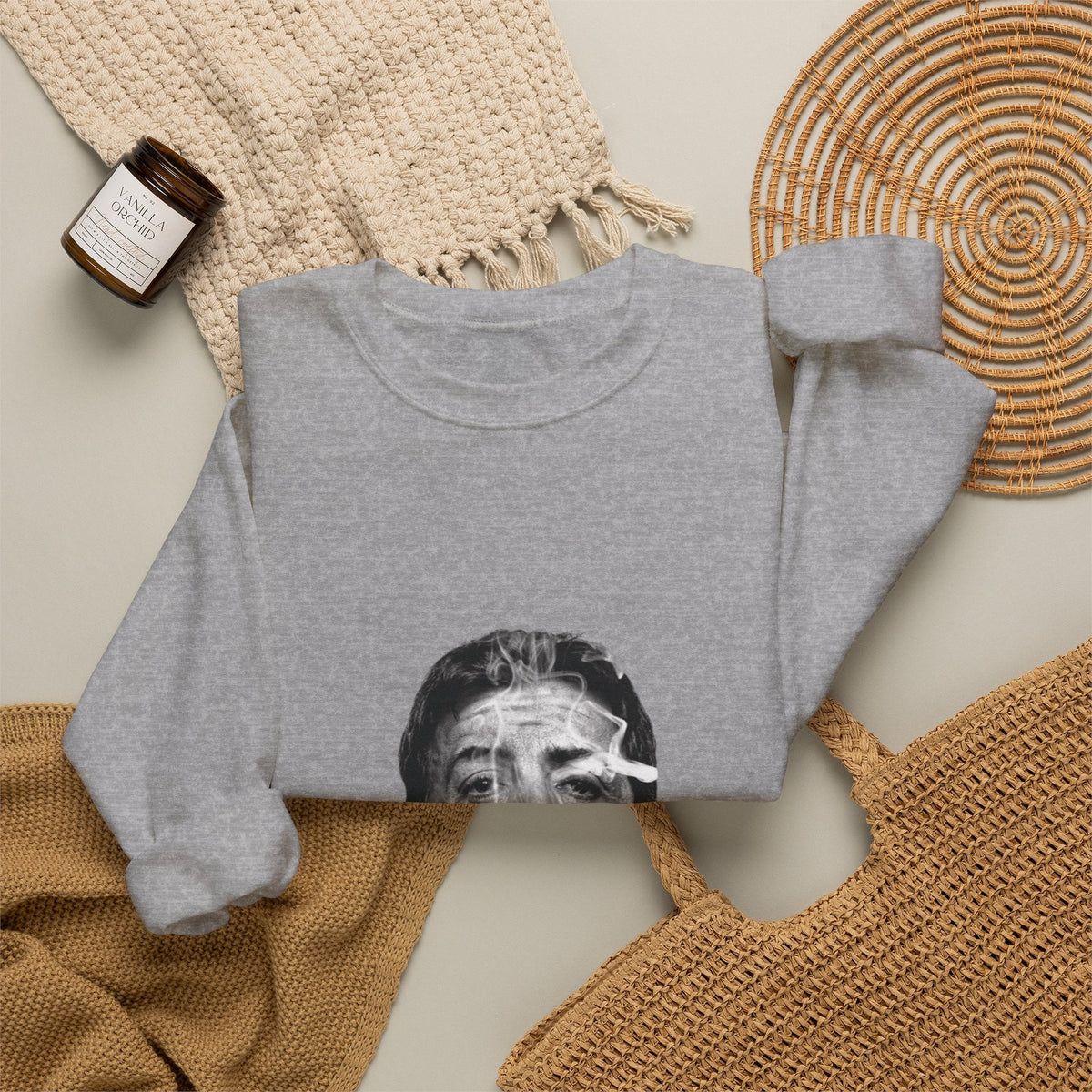 Graphic Crewneck Sweatshirt — "Life Is Good" Smoky Portrait - ARSLANHAN