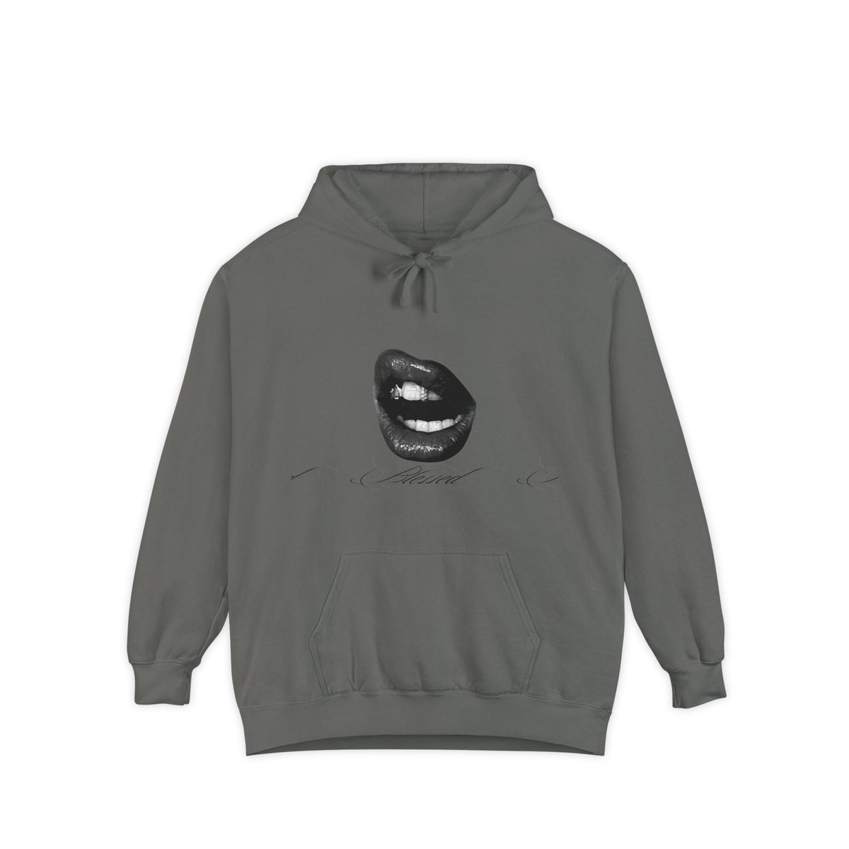 Graphic Lip Print Hoodie — Bold Monochrome Smile Design - ARSLANHAN