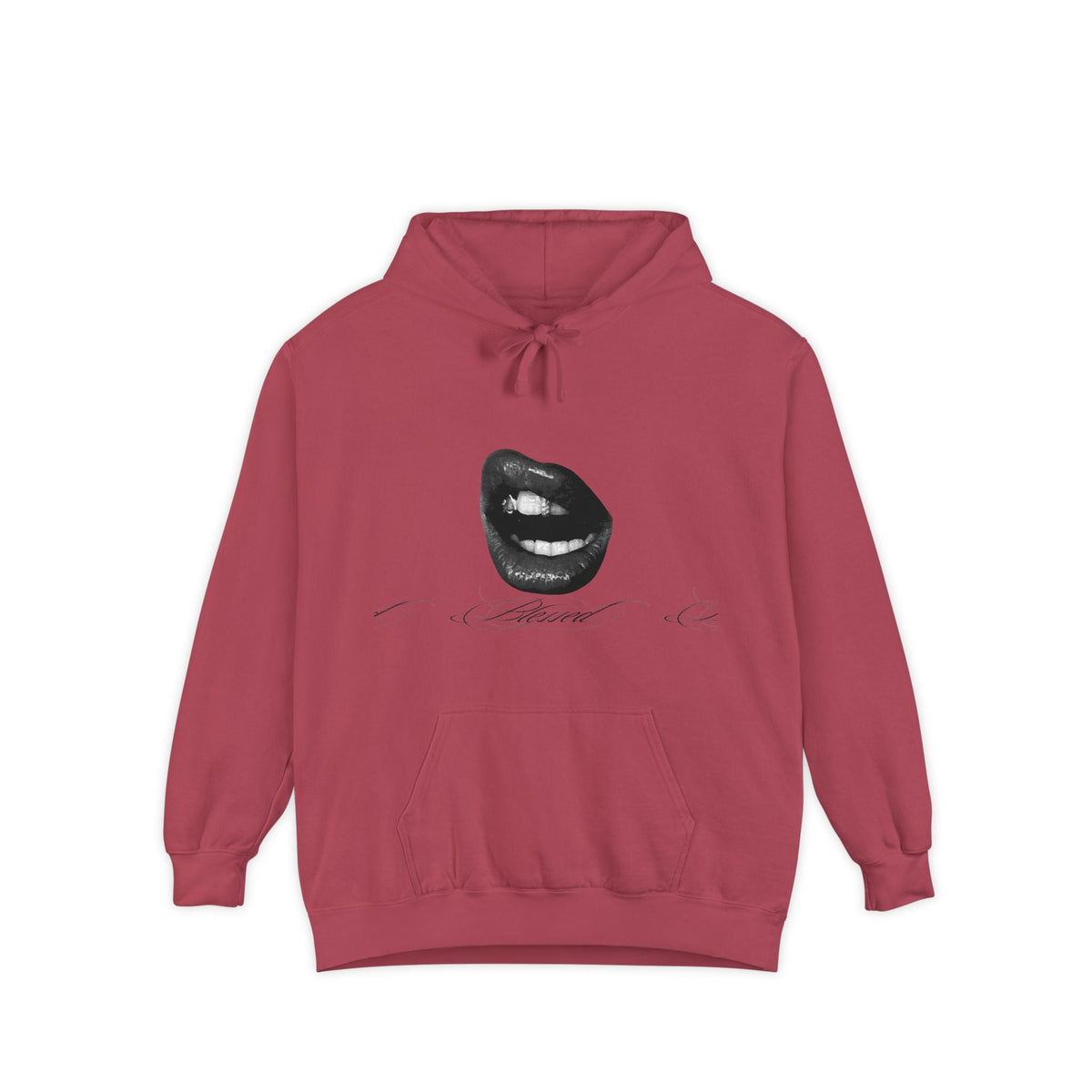 Graphic Lip Print Hoodie — Bold Monochrome Smile Design - ARSLANHAN
